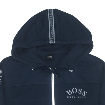 Hugo Boss Men's Blue Full Zip Hoodie M Logo Cotton Blend