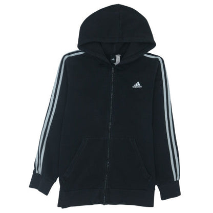 Adidas Womens Black Full Zip Hoodie Size XL - Casual Hooded Sweatshirt