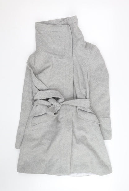 Rocha John Rocha Women's Grey Wool Blend Belted Overcoat Size 12