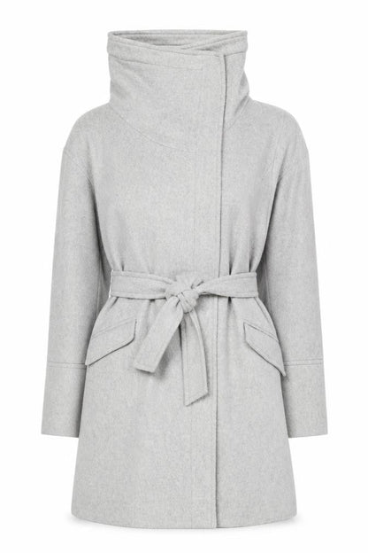 Rocha John Rocha Women's Grey Wool Blend Belted Overcoat Size 12