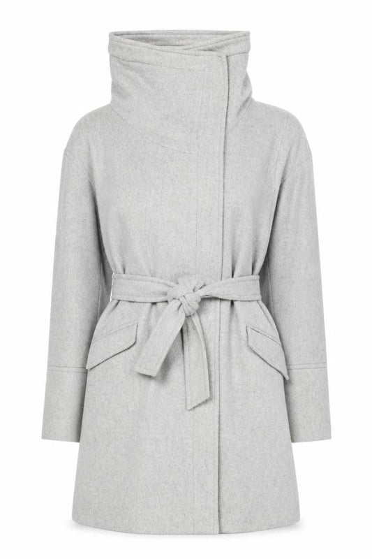 Rocha John Rocha Women's Grey Wool Blend Belted Overcoat Size 12