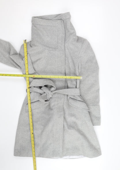 Rocha John Rocha Women's Grey Wool Blend Belted Overcoat Size 12