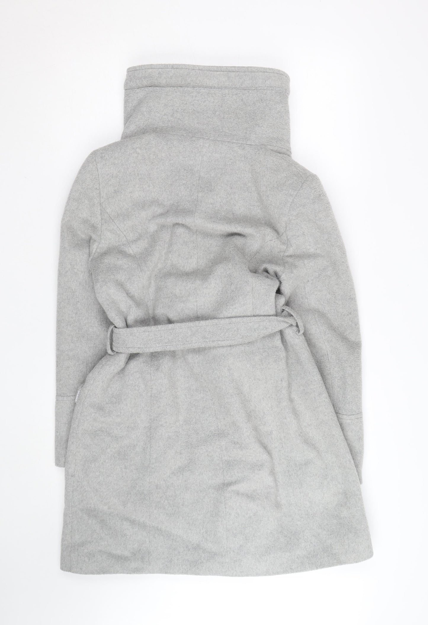 Rocha John Rocha Women's Grey Wool Blend Belted Overcoat Size 12