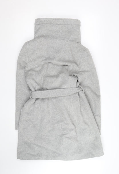 Rocha John Rocha Women's Grey Wool Blend Belted Overcoat Size 12