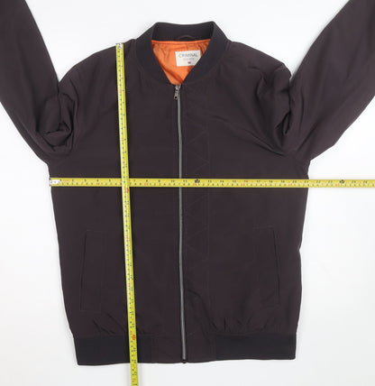Criminal Men’s Black Bomber Jacket Size M Polyester Lined Zip Casual