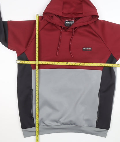 McKenzie Men's Red Grey Black 2XL Pullover Hoodie with Logo