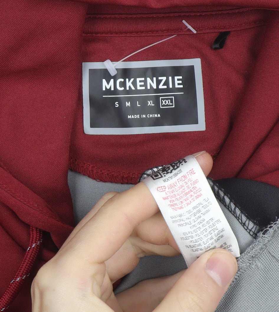 McKenzie Men's Red Grey Black 2XL Pullover Hoodie with Logo