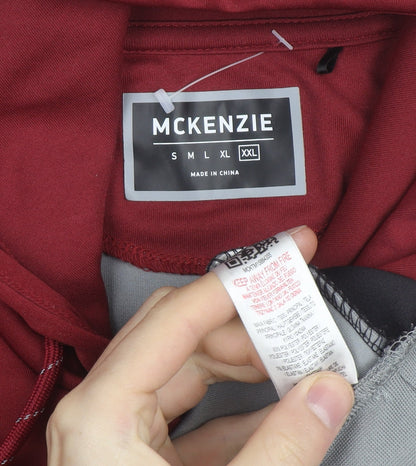 McKenzie Men's Red Grey Black 2XL Pullover Hoodie with Logo