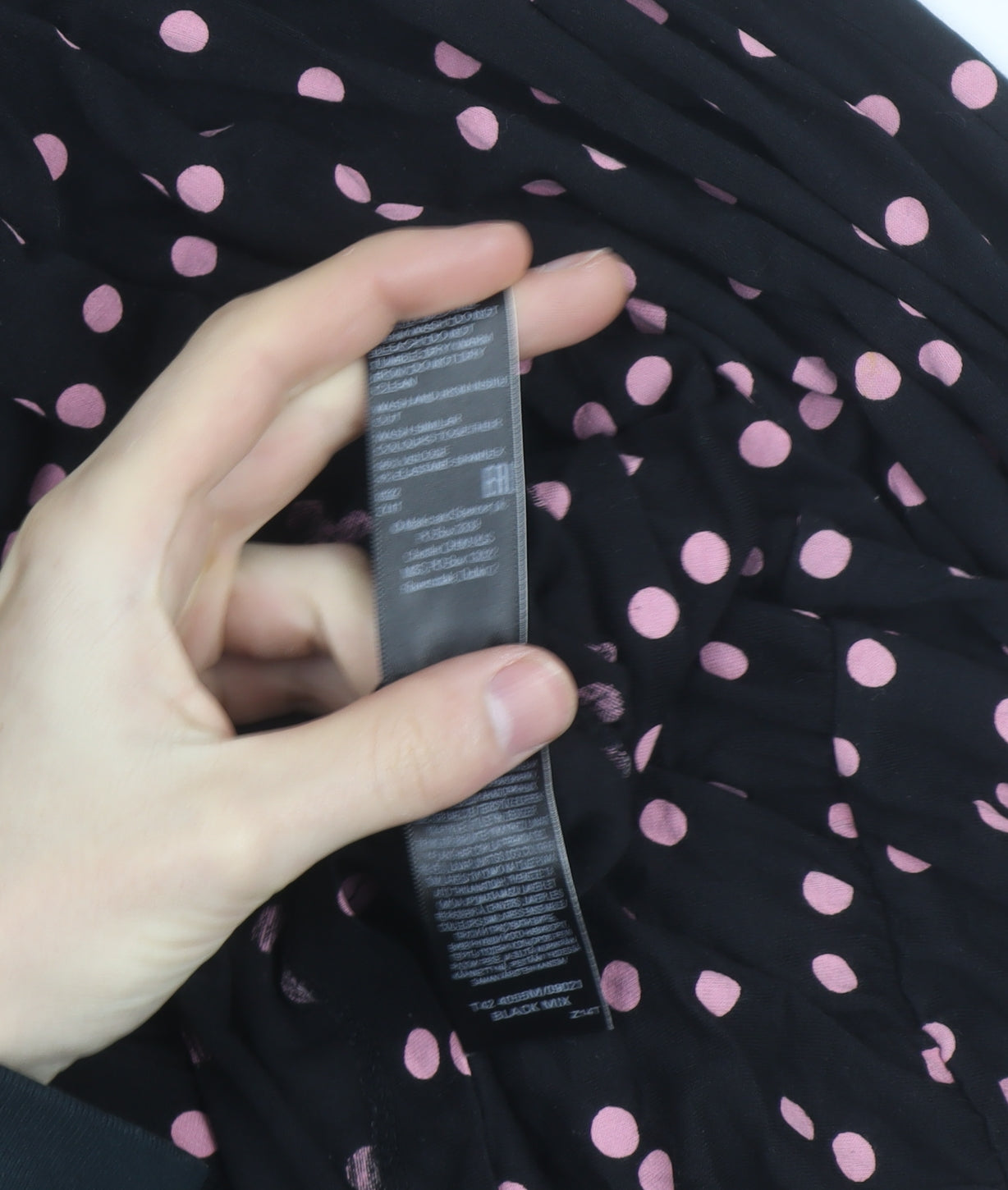 Marks and Spencer Women's Black Pink Polka Dot Midi A-Line Dress Size 12