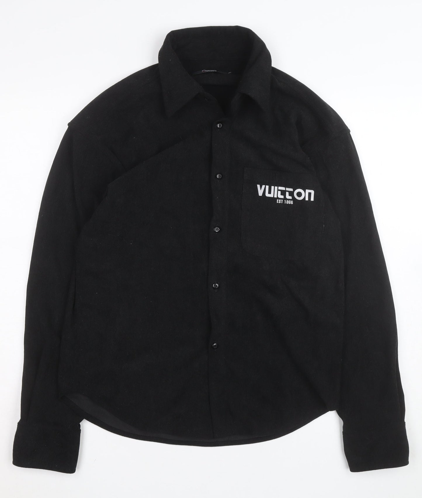Owen Men’s Black Corduroy Long Sleeve Button-Up Shirt L