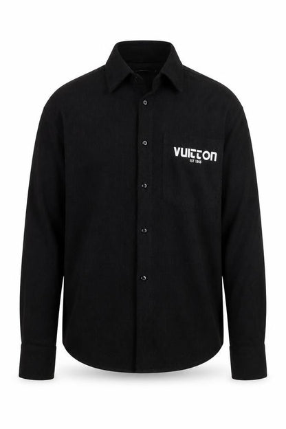 Owen Men’s Black Corduroy Long Sleeve Button-Up Shirt L