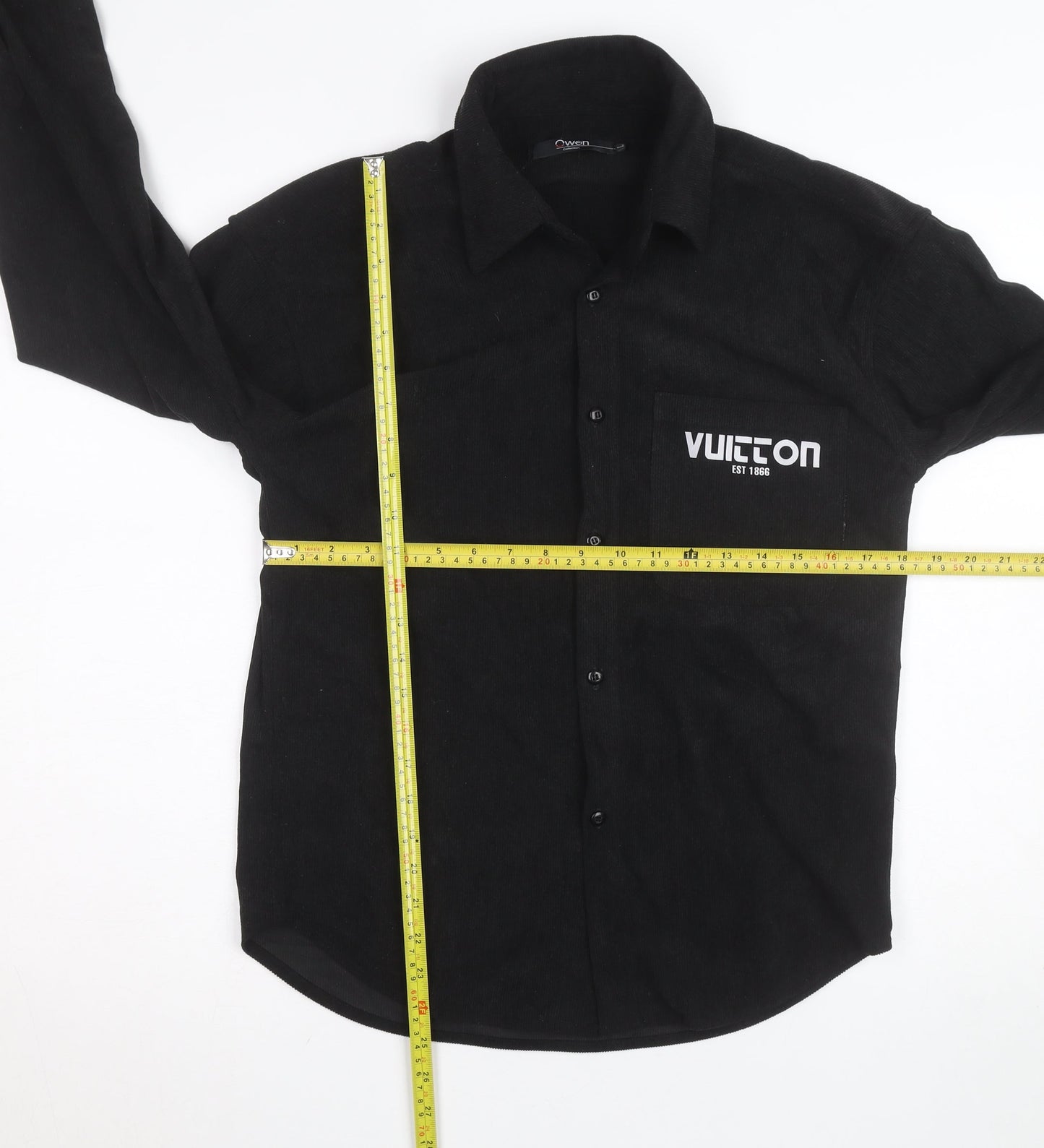 Owen Men’s Black Corduroy Long Sleeve Button-Up Shirt L