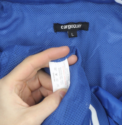 Cargo Quay Men's Blue Bomber Jacket L Lightweight Polyester Casual