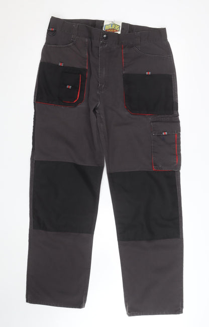 Builders Choice Men's Grey Cargo Work Trousers Size 38
