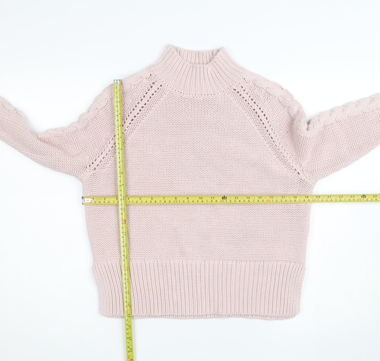 Mint Velvet Women Pink Mock Neck Chunky-Knit Pullover Jumper S