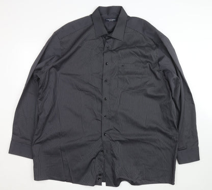 Casa Moda Men's Grey Striped Long Sleeve Non-Iron Cotton Shirt Size 47