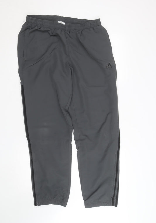 Adidas Men's Grey L Track Pants Lightweight Sports Trousers