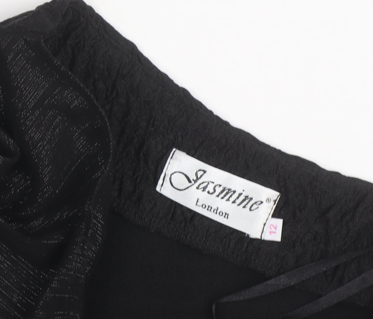 Jasmine London Women's Black One Shoulder Beaded Blouse Size 12