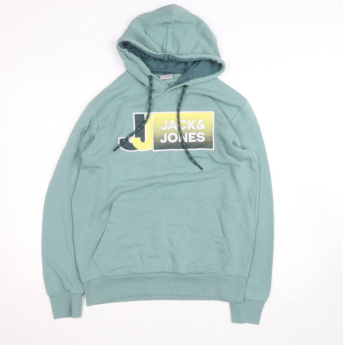 Jack & Jones Men’s Green L Pullover Hoodie Graphic Logo