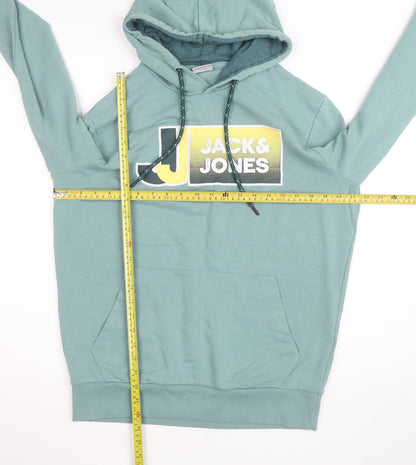Jack & Jones Men’s Green L Pullover Hoodie Graphic Logo