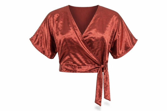 Miss Selfridge Womens Brown Velvet Wrap Blouse Size 8