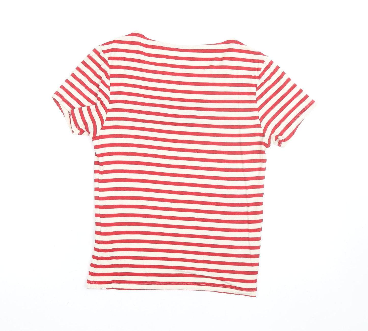 Fever Women's Red Striped Bow T-Shirt Size 8 Short Sleeve Cotton