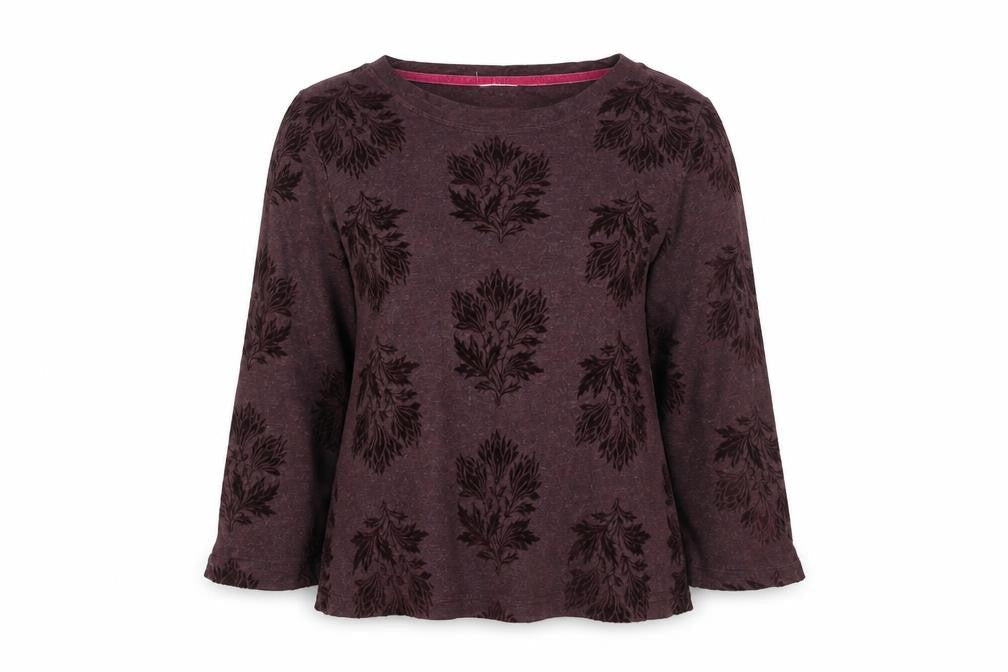 White Stuff Women's Brown Floral Tunic Top Size 12 Long Sleeve