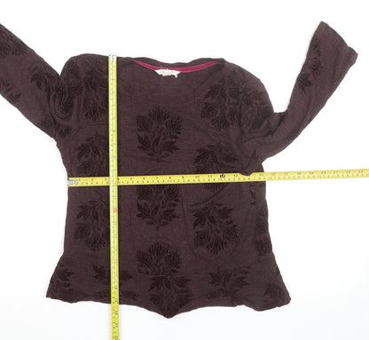 White Stuff Women's Brown Floral Tunic Top Size 12 Long Sleeve