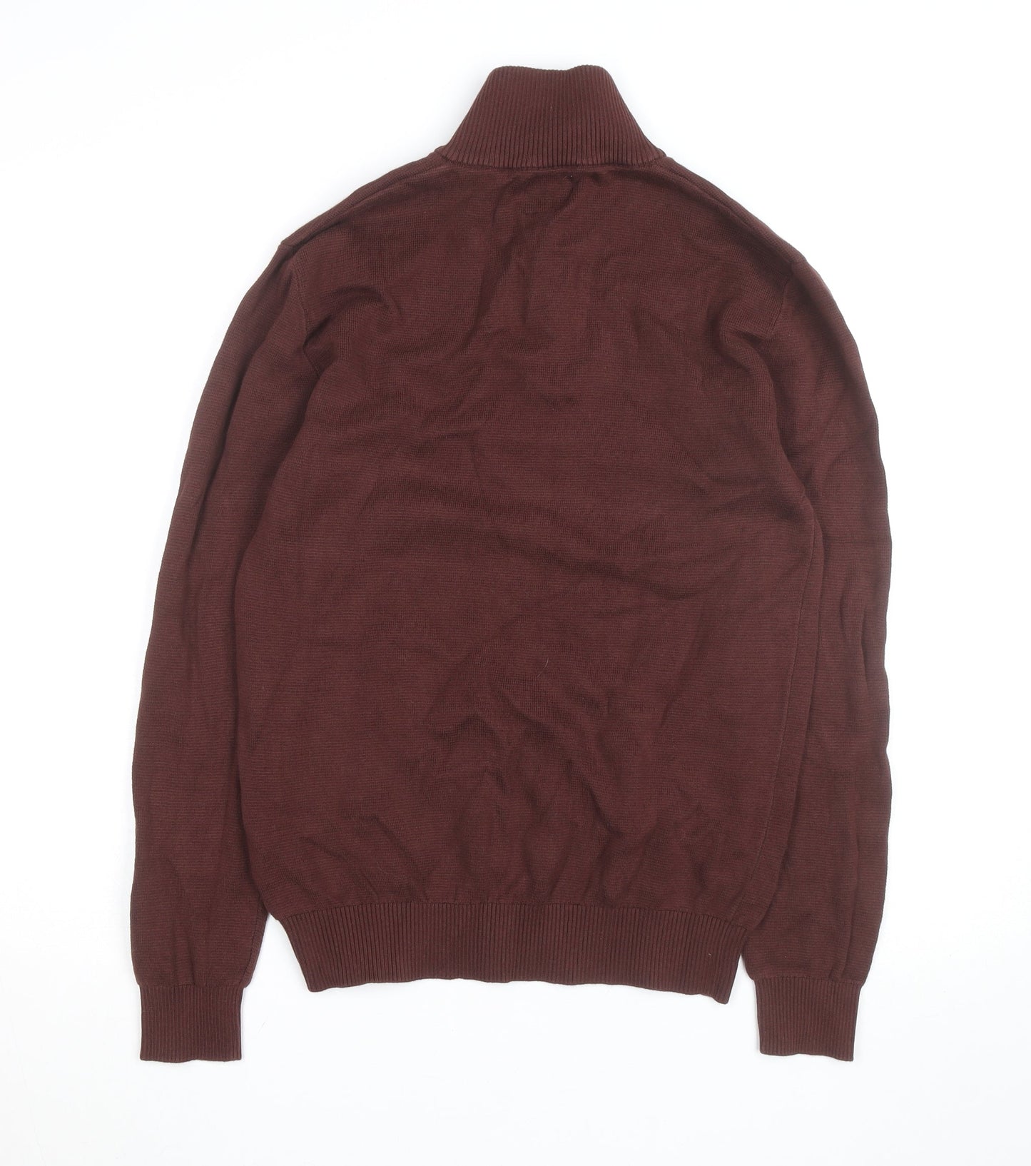 Next Men's Brown 1/4 Zip Cotton Knit Jacket Size S Regular