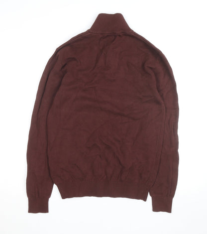 Next Men's Brown 1/4 Zip Cotton Knit Jacket Size S Regular
