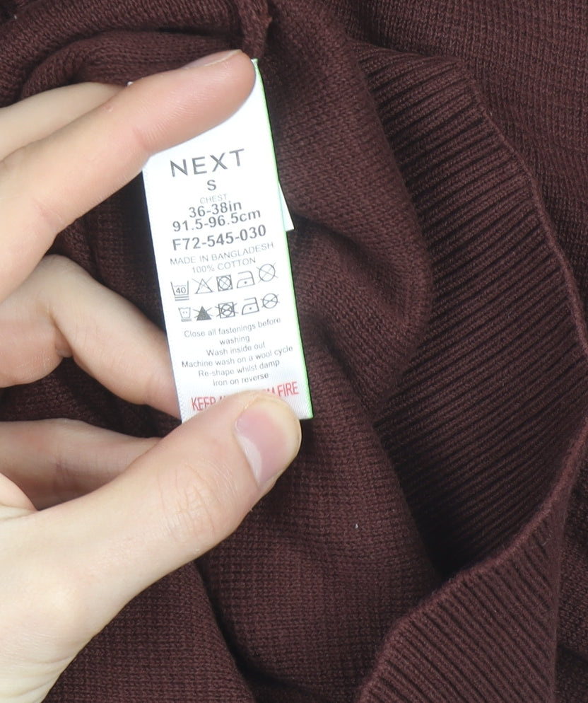 Next Men's Brown 1/4 Zip Cotton Knit Jacket Size S Regular