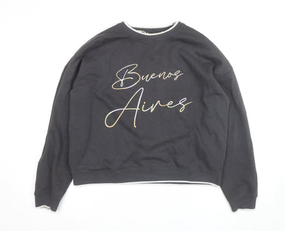 Next Women's Black Buenos Aires Sweatshirt M Cotton Blend