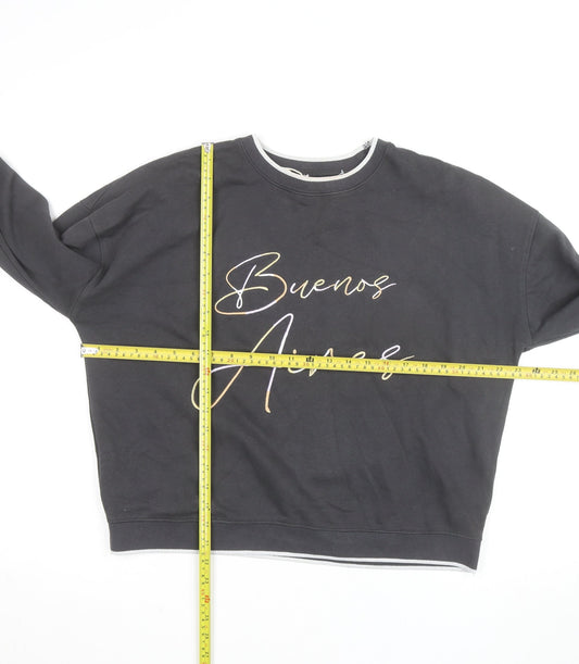 Next Women's Black Buenos Aires Sweatshirt M Cotton Blend