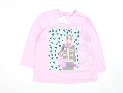 Savida Women Pink Long Sleeve Graphic T-Shirt Size 14