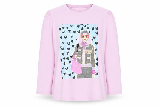 Savida Women Pink Long Sleeve Graphic T-Shirt Size 14