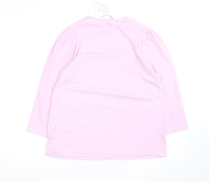 Savida Women Pink Long Sleeve Graphic T-Shirt Size 14