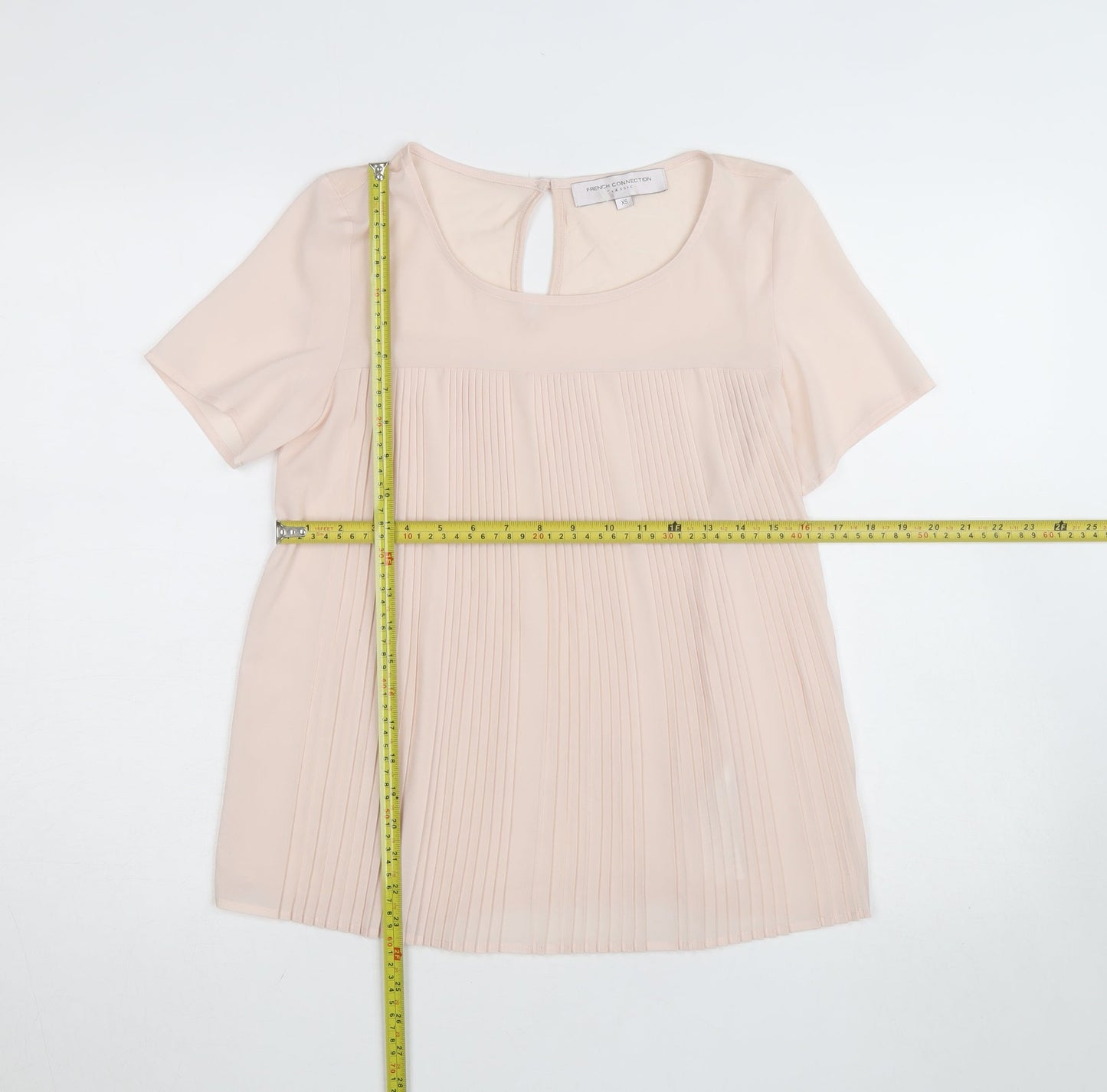 French Connection Women's Beige Pleated Chiffon Blouse XS