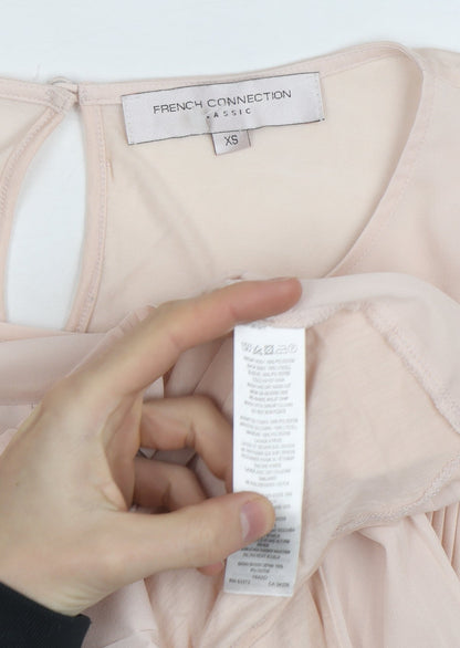 French Connection Women's Beige Pleated Chiffon Blouse XS