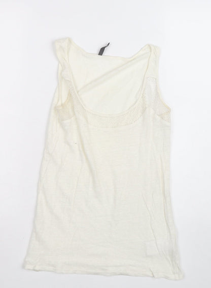 NAF NAF Women's Ivory Cotton Mesh Tank Top Size M