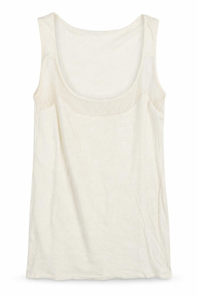 NAF NAF Women's Ivory Cotton Mesh Tank Top Size M