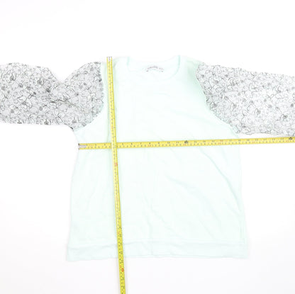 Gallery Women Mint Green Floral Lace Sleeve Sweatshirt UK M