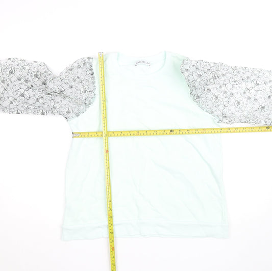 Gallery Women Mint Green Floral Lace Sleeve Sweatshirt UK M