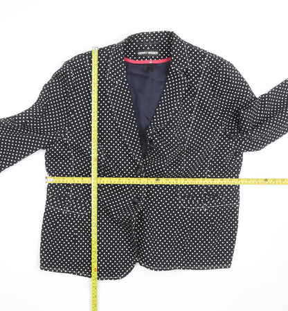 Gerry Weber Women Black Polka Dot Blazer Jacket Size 20 Regular Fit