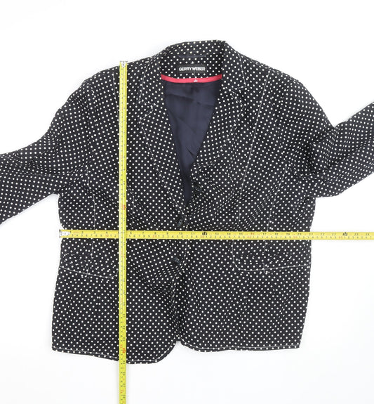 Gerry Weber Women Black Polka Dot Blazer Jacket Size 20 Regular Fit