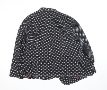 Gerry Weber Women Black Polka Dot Blazer Jacket Size 20 Regular Fit