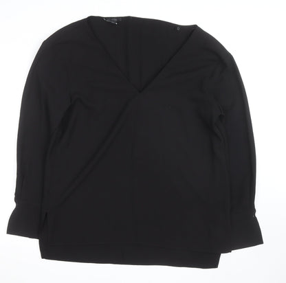COS Women's Black V-Neck Long Sleeve Blouse Size 14