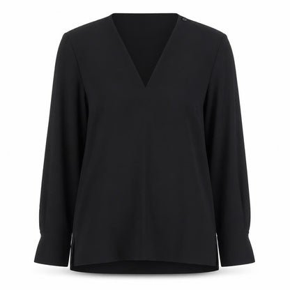 COS Women's Black V-Neck Long Sleeve Blouse Size 14