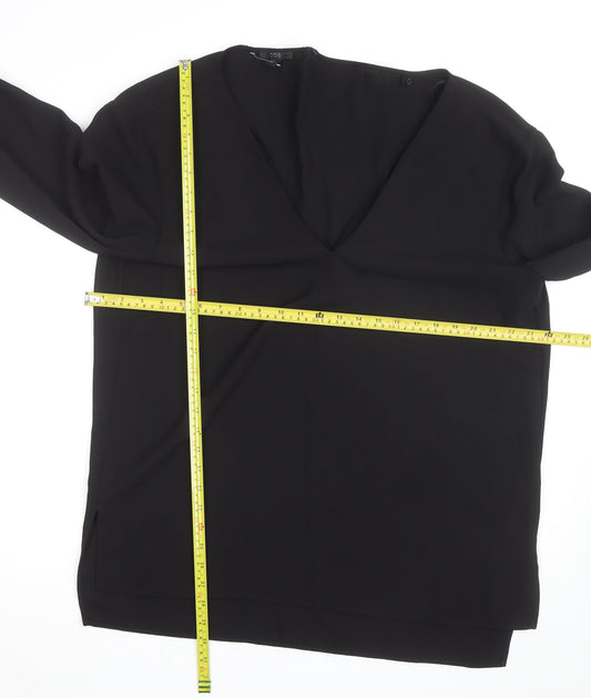 COS Women's Black V-Neck Long Sleeve Blouse Size 14