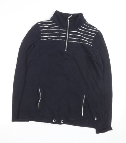 Maine New England Men's Blue Striped 1/2 Zip Cotton Casual Jacket L