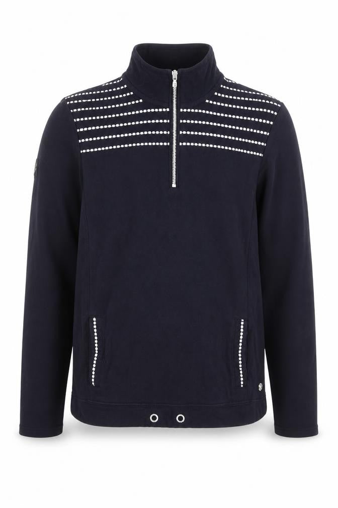 Maine New England Men's Blue Striped 1/2 Zip Cotton Casual Jacket L
